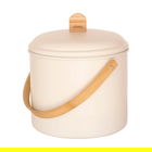 Pebbly Cream Compost Bin 7 Litre Metal Bamboo and Charcoal Filter