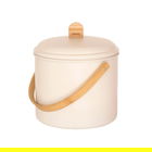 Pebbly Cream Compost Bin 3.5 Litre Metal Bamboo and Charcoal Filter