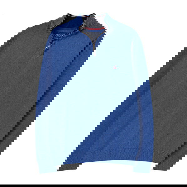 Joules Mens Blue Marl Hillside Quarter Zip Funnel Neck Jumper Size XL