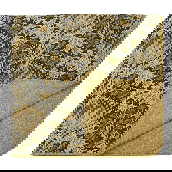 Morris & Co Artichoke 265x260cm Throw Charcoal & Mustard