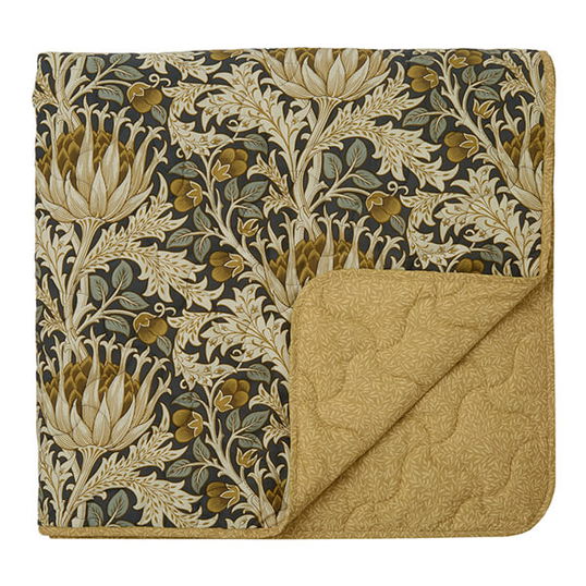 Morris & Co Artichoke 265x260cm Throw Charcoal & Mustard