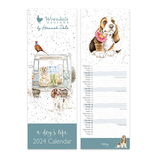 Wrendale Designs A Dogs Life Dog Slim Calendar 2024