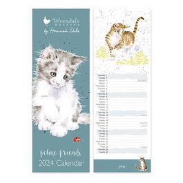 Wrendale Designs Feline Friends Cat Slim Calendar 2024
