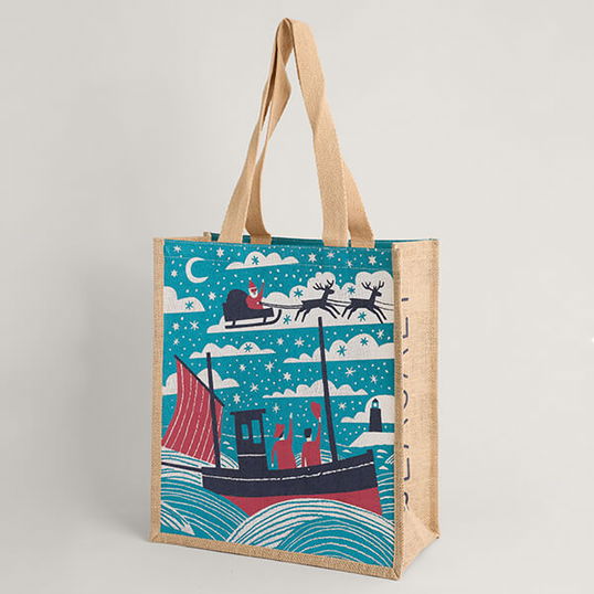 Seasalt Jute Shopper Santa Flyby Emulsion