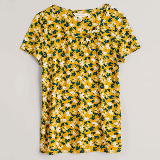 Seasalt Appletree Short Sleeve Top Sea Petal Dark Hay Size 14