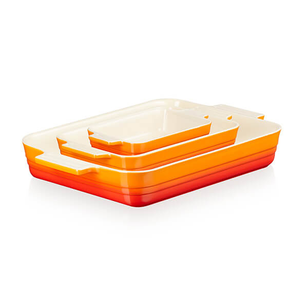 Le Creuset Volcanic Stoneware Set of 3 Classic Rectangular Dishes