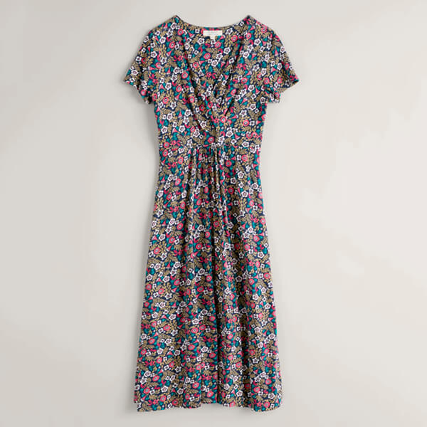 Seasalt Chapelle Jersey Dress Carved Floral Maritime Size 18
