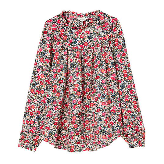 Joules Creme Ditsy Arietta Pop Over Voile Blouse Size 16