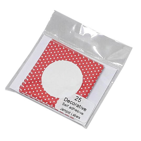 NJ Products Polka Dot Red Circular Jam Pot Labels