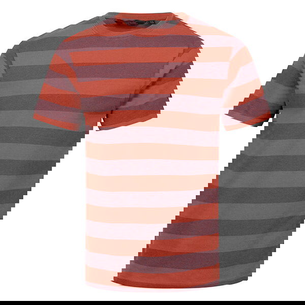 Regatta Mens Ryeden Stripe T-Shirt Baked Clay Dark Denim Stripe Size L