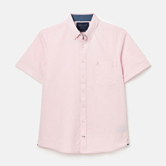 Joules Mens Pink Oxford Short Sleeve Shirt Size L