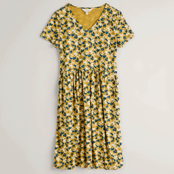 Seasalt Brush Drawing Dress Sea Petal Dark Hay Size 16
