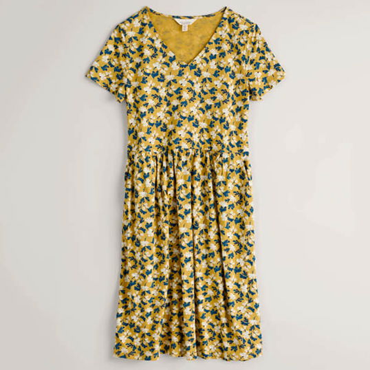 Seasalt Brush Drawing Dress Sea Petal Dark Hay Size 16