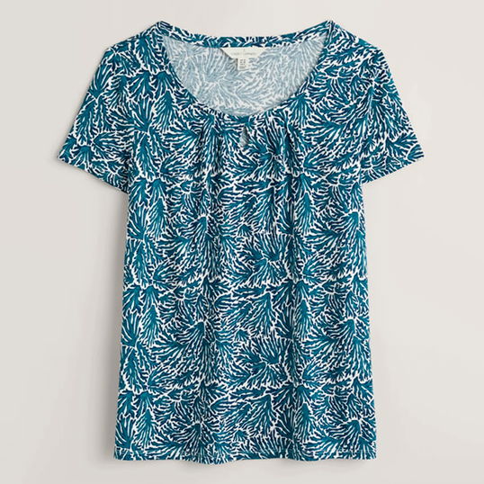 Seasalt Appletree Short Sleeve Top Flowing Seaweed Chalk Size 18