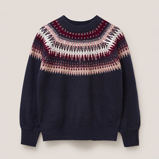 White Stuff Frankie Fairisle Jumper Dark Navy