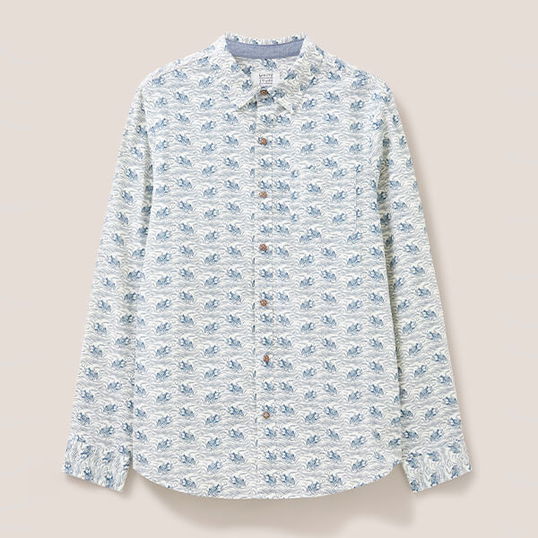 White Stuff Mens Duck Printed Shirt Natural White