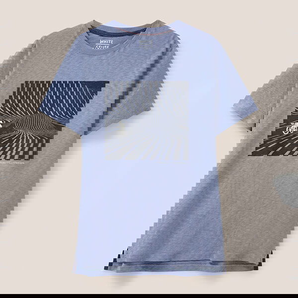 White Stuff Mens Superkilen Graphic T-Shirt Mid Blue