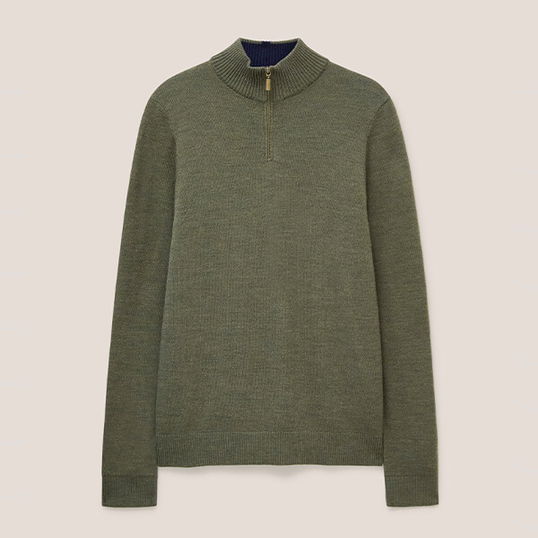 White Stuff Mens Newport Merino Jumper Khaki Green