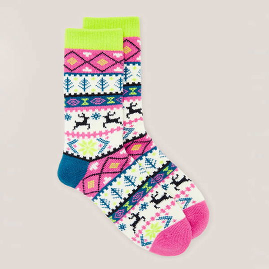 White Stuff Reindeer Fairisle Cabin Socks