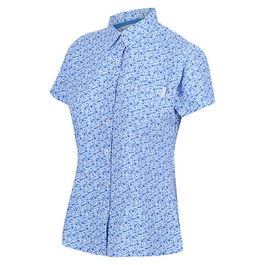 Regatta Women's Mindano VI Short Sleeve Shirt Sonic Blue Ditsy Size 10