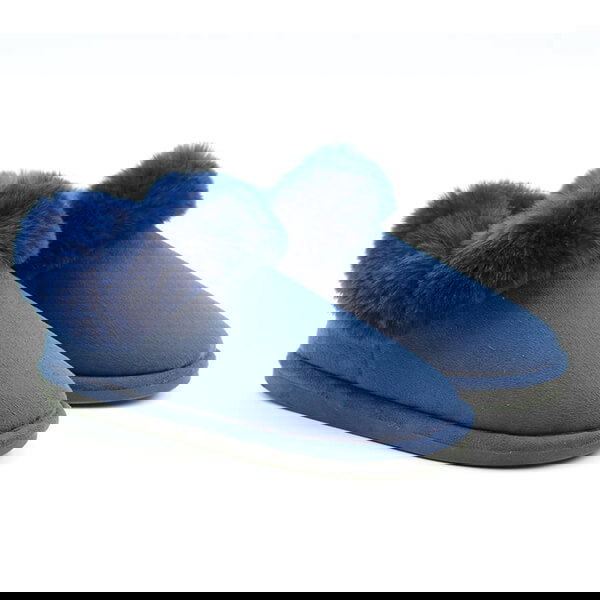 Heavenly Feet Navy Montana Premium Memory Foam Slippers Size L