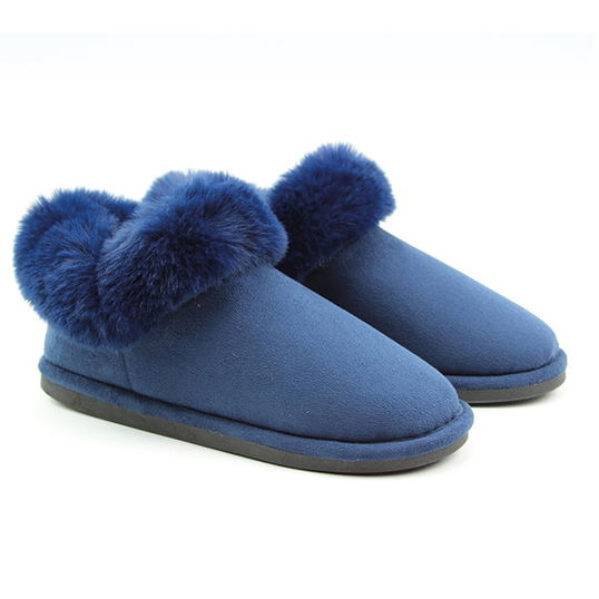 Heavenly Feet Navy Montana Premium Memory Foam Slippers Size L