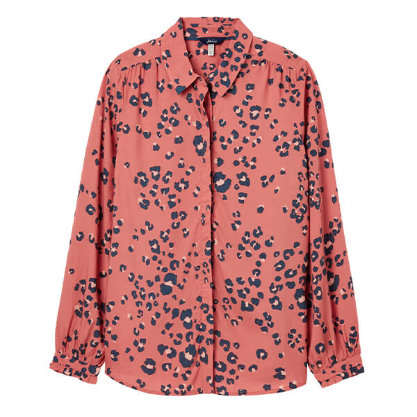 Joules Red Leopard Kalina Concealed Placket Shirt Size 12