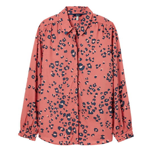 Joules Red Leopard Kalina Concealed Placket Shirt Size 12
