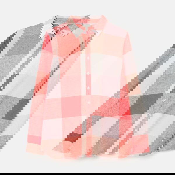 Joules Pink Check Lorena Longline Woven Shirt Size 10