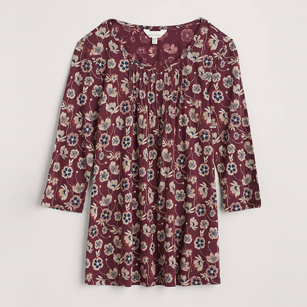 Seasalt Tranquillity Top Poppy Tapestry Merlot