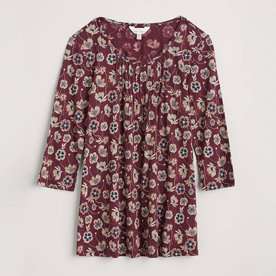 Seasalt Tranquillity Top Poppy Tapestry Merlot