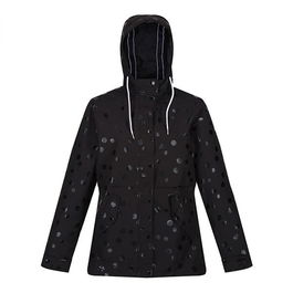 Regatta Womens Bayla Waterproof Rain Jacket Black Spot Size 18