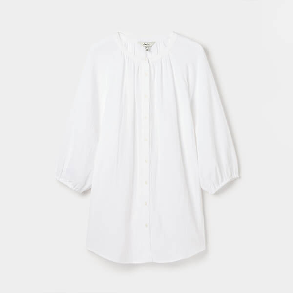 Joules Bright White Calais Button Through Blouse Size L