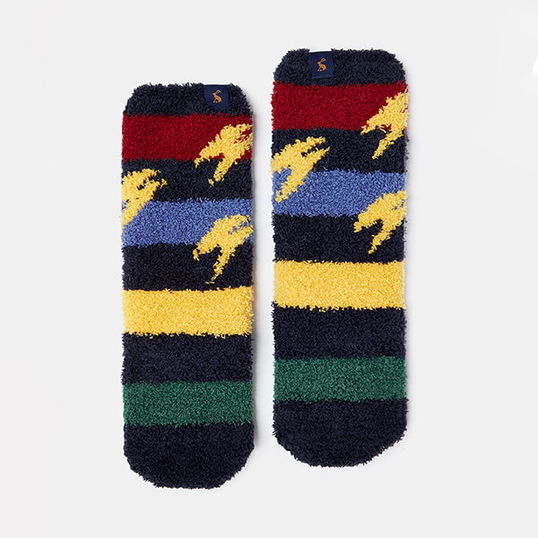 Joules Kids Harry Potter Multi Stripe Lightning Bolt Fluffy Socks