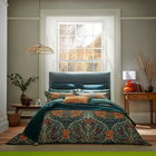Morris & Co Honeysuckle and Tulip King Size Duvet Cover Set Mulberry and Teal