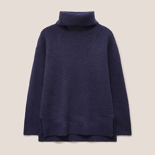 White Stuff Lovely Rib Jumper Navy Size 8
