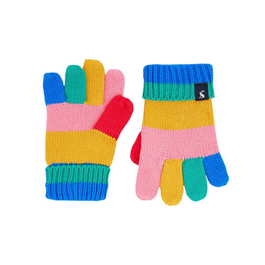 Joules Multi Stripe Hedly Colourblock Gloves Size 8y-12y