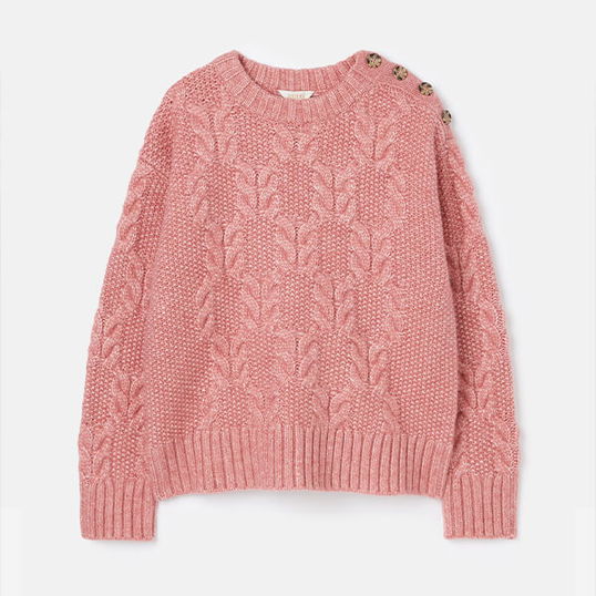 Joules Pink Pippa Cable Knit Jumper