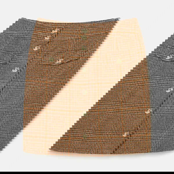 Joules Brown Houndstooth Avery Tweed Skirt
