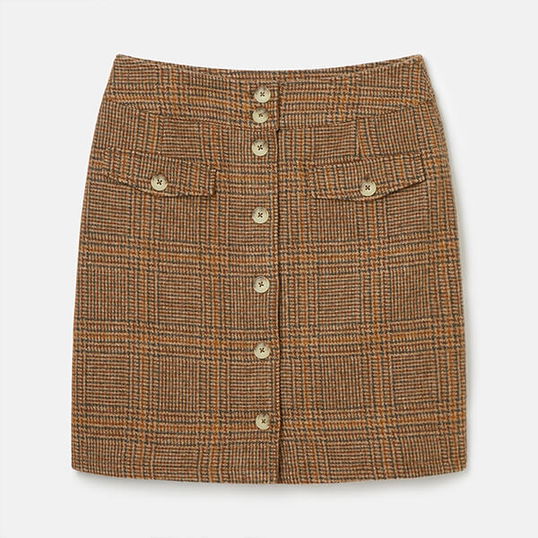 Joules Brown Houndstooth Avery Tweed Skirt