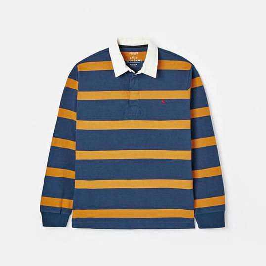 Joules Blue Yellow Stripe Onside Rugby Shirt Size L