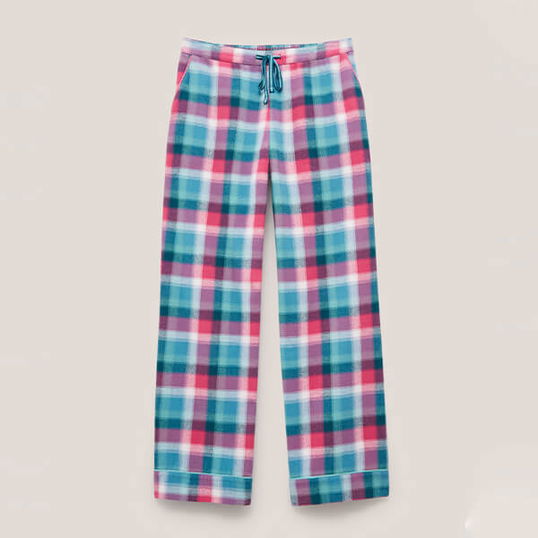 White Stuff Nina Organic Check Pyjama Bottoms Teal Multi Size L