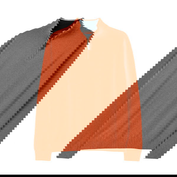 Joules Mens Orange Marl Hillside Quarter Zip Funnel Neck Jumper Size XL