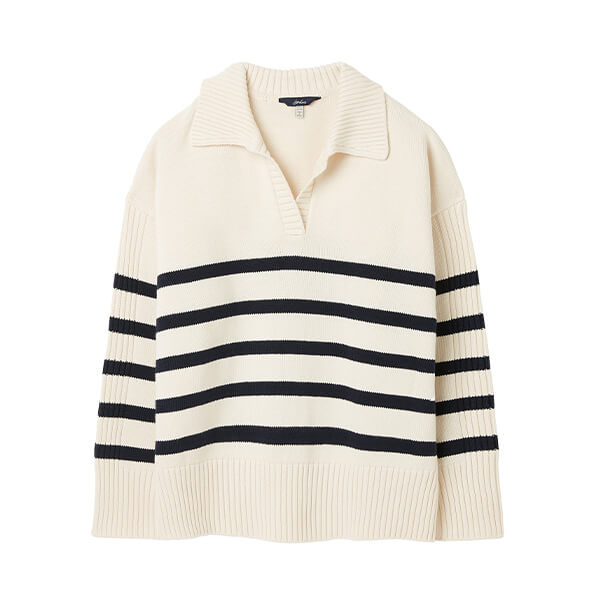 Joules Navy Cream Emelia Collared Jumper Size 14