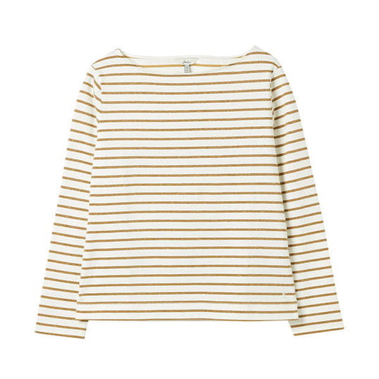 Joules Lurex Gold Stripe Long Sleeve Harbour Top Size 16