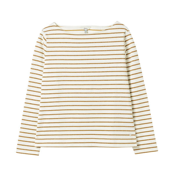 Joules Lurex Gold Stripe Long Sleeve Harbour Top Size 18