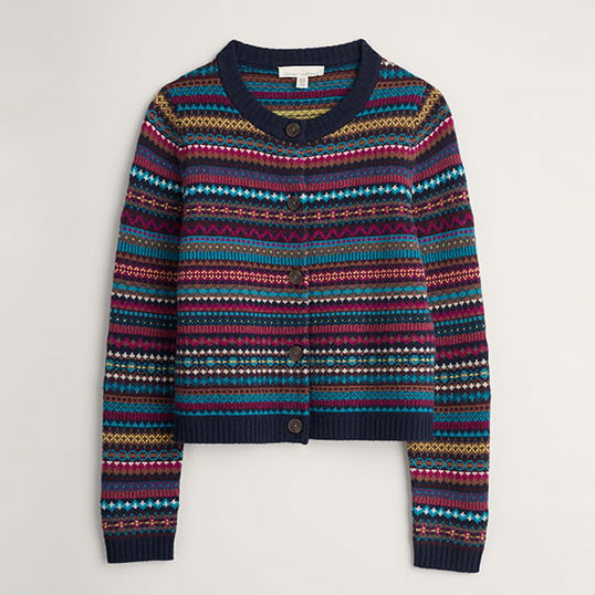 Seasalt Percella Cove Cardigan Star Jasmine Grape Loch Size 16