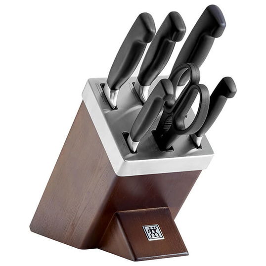 Zwilling J A Henckels Four Star 7 Piece Self Sharpening Ash Brown Knife Block Set