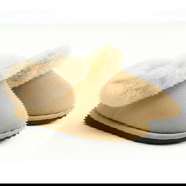 Heavenly Feet Beige Montana Premium Memory Foam Slippers Size S