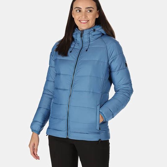 Regatta Womens Toploft II Hooded Puffer Jacket Vallarta Blue Size 12